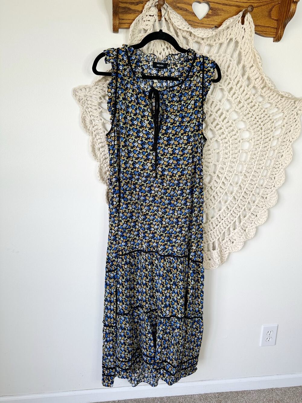 ME + EM Floral Tiered Cottagecore Maxi Dress Size 14